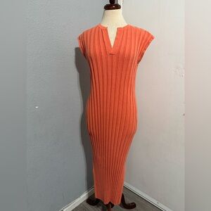 Rails Women Coral Ribbed Sheath Midi Sweater Dress Size‎ M Retail $248
